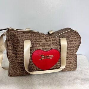 Juicy Couture Brown and Red Heart Travel Bag large